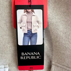 Banana Republic Women's Jacket Size M Taupe Cream Soft Brushed Fabric Casual NEW